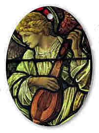 Angel with Mandolin in stained glass