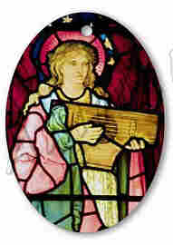 Musical Angel in stained glass by William Morris
