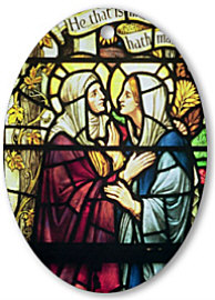 The Visitation in stained glass by Powells